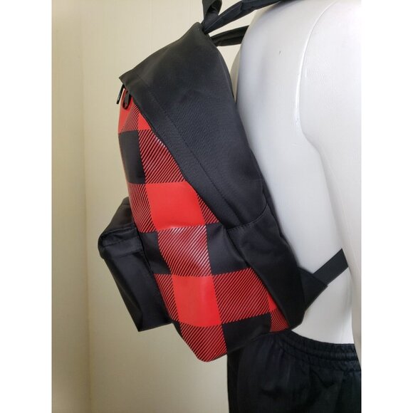 Dsquared2 Wood Backpack Red Buffalo Plaid Lightweight Gym Bag Unisex Rucksack - Picture 3 of 9